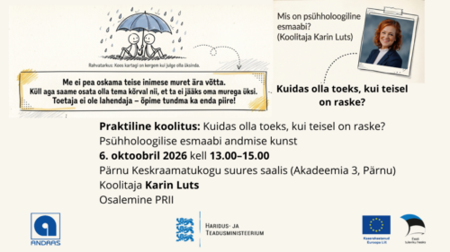 Praktiline koolitus "Kuidas olla toeks, kui teisel on raske?"