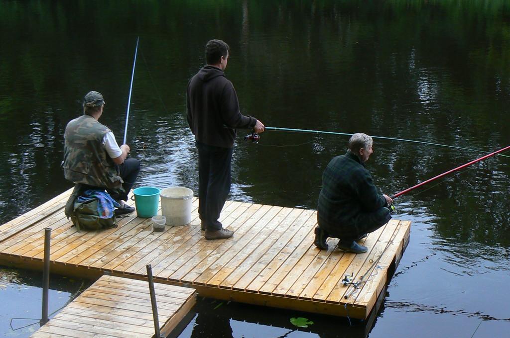 Fishing on the pier of River Rose Guesthouse in Tori Parish in Pärnu County on the edge of Soomaa