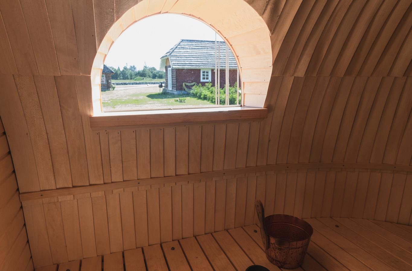 A view of the igloo sauna