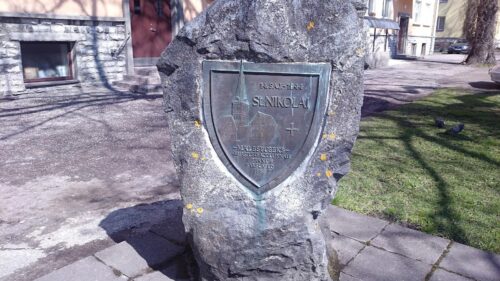 Memorial stone dedicated to St. Nicholas Church