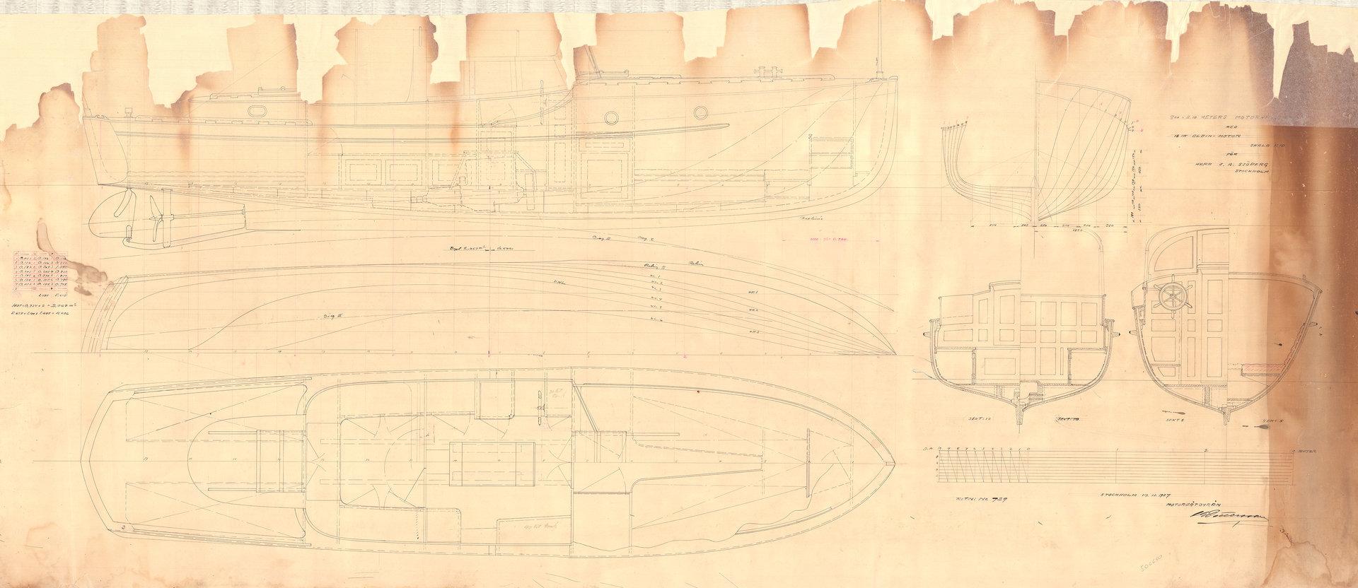 Paadi tõenäoline originaaljoonis / Likely original sketch of boat