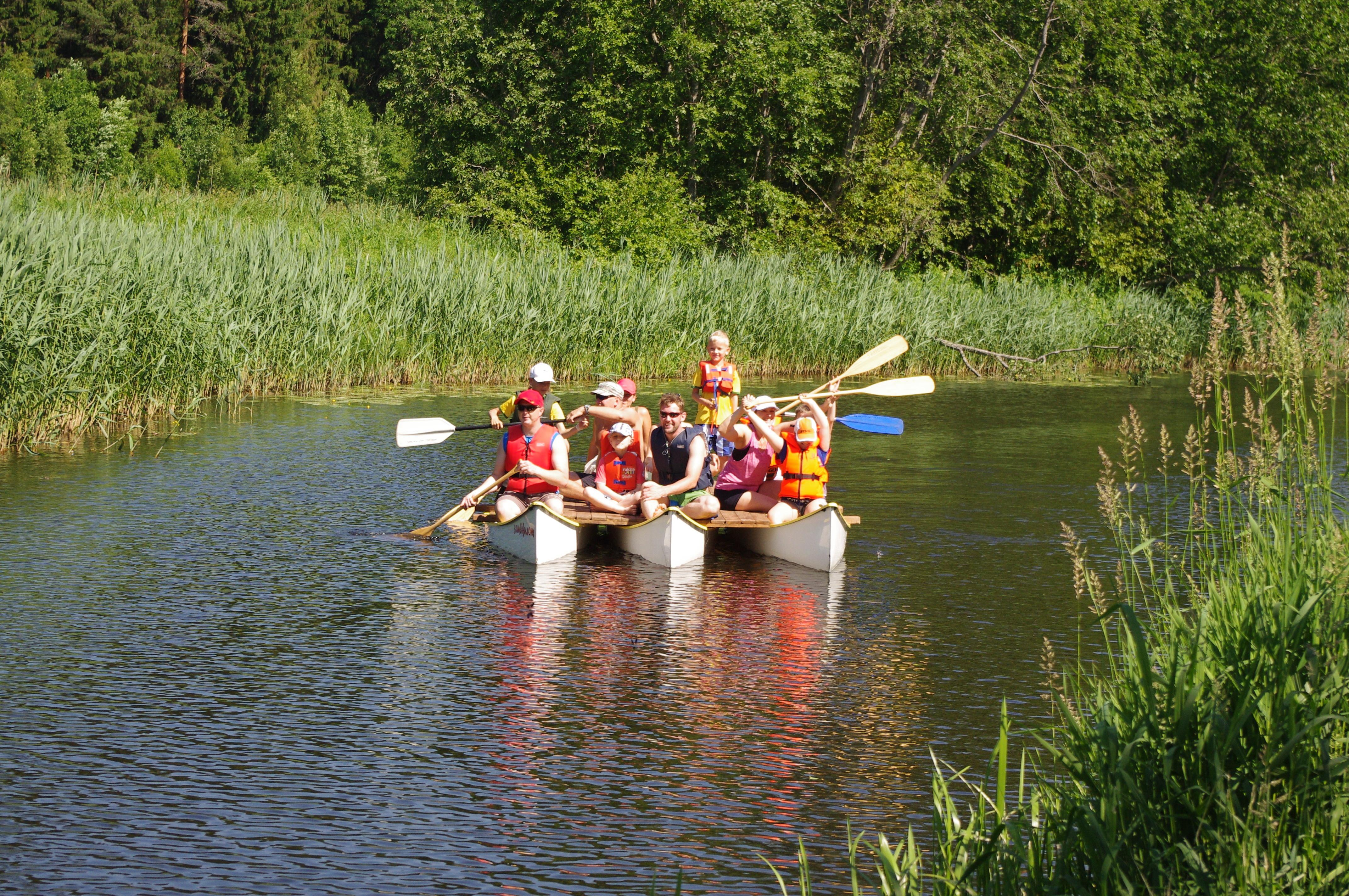 Canoe raft trip on the Pärnu River
