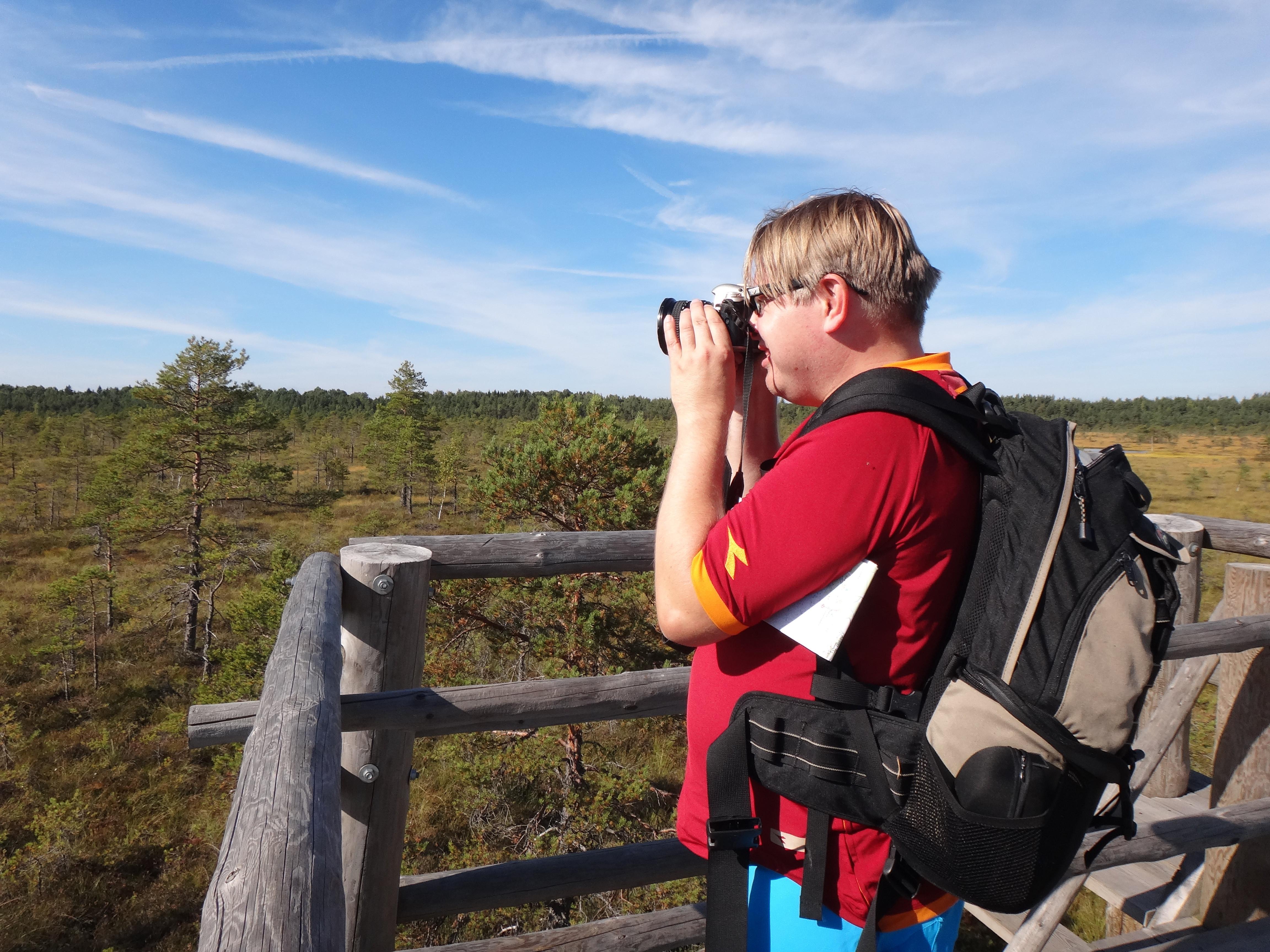 Recording breathtaking views of the bog from the watchtower